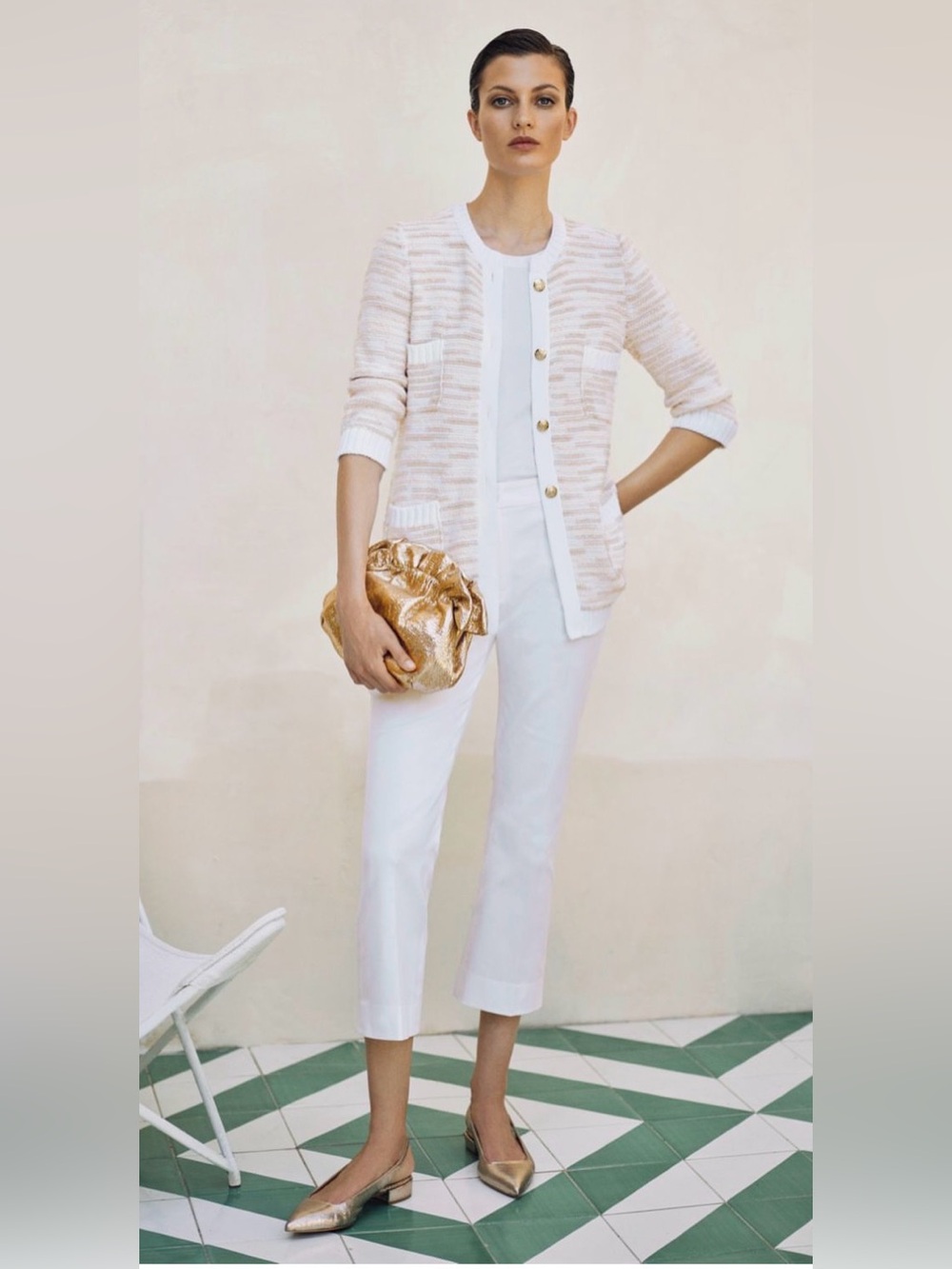 Amina Rubinacci White Pants 46 US 10 Kick Flare Cotton Flat Front Pockets $445